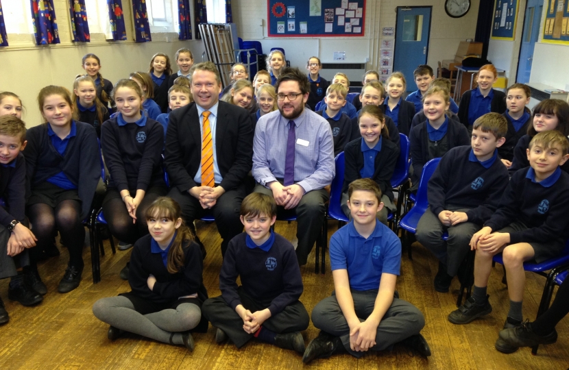 Karl with Mr O’Mahoney and his Year 6 class
