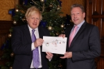 Boris Johnson & Karl with the 2021 Winning Christmas Card
