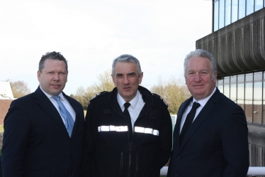 Karl at Lincs Police HQ with Mike Penning and the Chief Constable