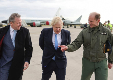 Karl with Boris Johnson at RAF Waddington earlier in 2022